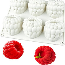 Raspberry Molds Silicone 6 Cavity Raspberry Non-Stick Food Grade Mould Cakepop Shapes Molds for Decoration Chocolates Jellies