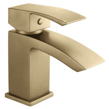 Balterley Contemporary Soft Square Single Lever Deck Mounted Mono Basin Tap with Waste, 137 48 131mm, Brushed Brass