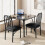 3 Pieces Rectangle Dining Table and Chairs Set Black Glass Tabletop Kitchen 2