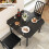 3 Pieces Rectangle Dining Table and Chairs Set Black Glass Tabletop Kitchen 5