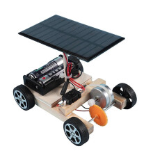 Jiyuge DIY Mini Solar Trådlös Trä Racingbil Enkel Montering för Barn