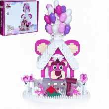 1277Pcs Mini Brick House Set Balloons Flowers Lollipops Birthday Christmas (Bear Cottage)