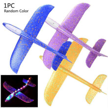 Kids Foam Hand Throwing Glider Toy with LED Flashing Inertia Launch Aircraft