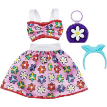 Barbie komplett look modeset blommig topp och kjol leksak
