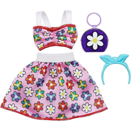 Completo alla moda Barbie con top a fiori e gonna.