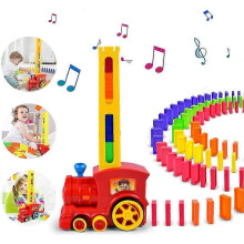 Kids Electric Domino Train Toy Set with Lights and Sounds