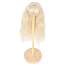 Parrucca lunga riccia per bambola 1/6 in seta resistente alle alte temperature, color oro chiaro, 15,5-17 cm.