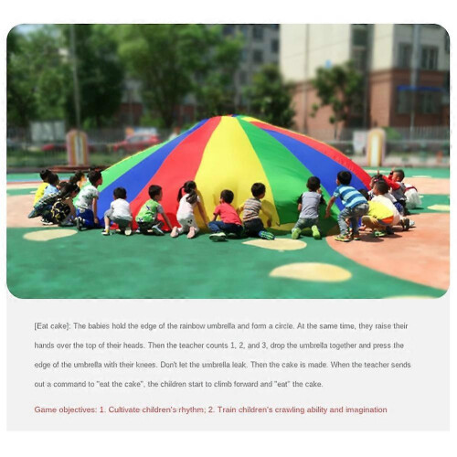 Tappetino da gioco per bambini 4M con paracadute, arcobaleno, con maniglie, coperta da esterno 2