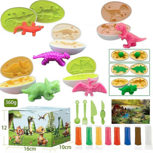 Playdough Dino Egg-sett med leker og tilbehør for barn 3-8 år 1