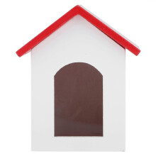 1:12 Dockhus Trä Husdjurshus Miniatyr Kennel Låtsasleksak Rött Tak Vit Vägg