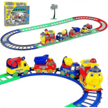 Set di trenino giocattolo con pista per macchinine, 8 binari, 4 macchinine e albero, regalo per bambini e bambine.