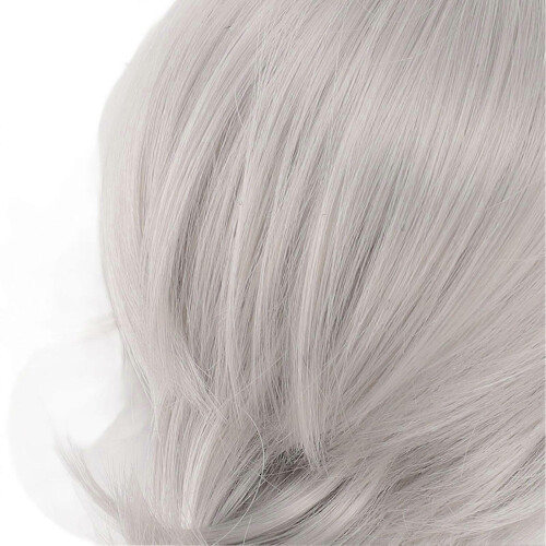 Short Smooth Synthetic Doll Wig Soft Realistic Fits 18.5-21cm Head Silver Gray 2