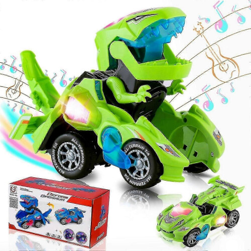Lys og musikk dinosaur transformer billeke for gutter 3-6 grønn
