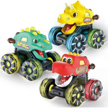 Zestaw 3 ciężarówek z dinozaurami Monster Trucks LED z kołami Naciśnij przycisk Go Prezent urodzinowy dla dzieci Maluchów