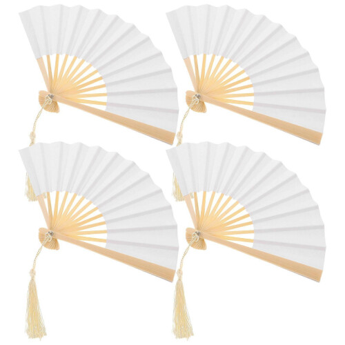 4Pcs Mini Doll Paper Folding Fans Handheld Decorative