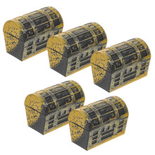 5pcs Golden Treasure Boxes Miniature Dollhouse Ornament Decorative Storage