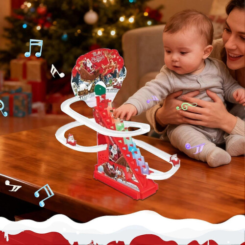 Train de Noël avec Père Noël grimpant à LED, télécommande musicale pour enfants 1