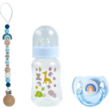 Blue Reborn Baby Doll Accessory Set Rainbow Pacifier Clips Magnetic Pacifiers Bottles