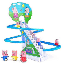Giocattolo elettrico a forma di maialino per salire le scale, con luci e musica, rampa da corsa, pista e scivolo, regalo.