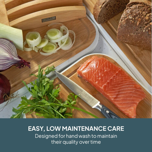 Cooks Professional Cooks Professional 3 Piece Bamboo Chopping Board Set with Stand | White Edging 2