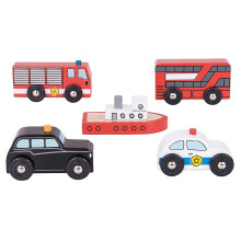 Wooden City Road Vehicles Playset
