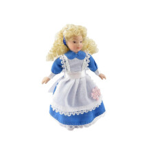 Alice in Wonderland Costume 1:12 Porcelain Little Girl Doll for Dollhouse