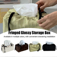 (1pcs, coffeeL) Polyester Tissue Box Cover Small Round/Large Rectangular Decor Home X9R1