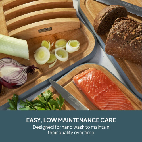 Cooks Professional Cooks Professional 3 Piece Bamboo Chopping Board Set with Stand | Grey Edging 2
