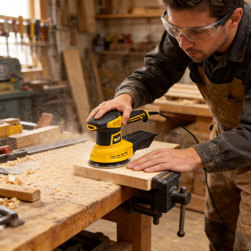WOLF Wolf 125mm Random Orbital Sander, 450W Variable Speed, Wood Finishing & Sanding Tool 1