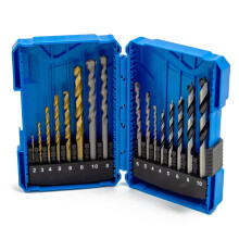 Wolf Trade 16-Piece Drill Bit Set, Wood Masonry & Metal Drilling, Storage Case Set
