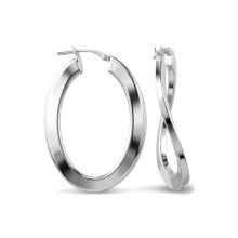 Jewelco London Sterling Silver formed Hoop Earrings - Ladies - AER023