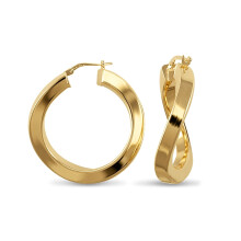 Jewelco London 14k Gold-plated Sterling Silver Square Tube Curved Hoop Earrings - AER024-GP