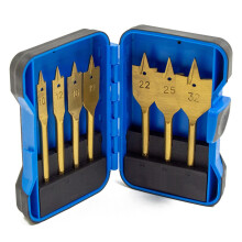 Wolf Trade 7-Piece Flat Wood Drill Bit Set, Cable Routing, Hex Shank Quick Change