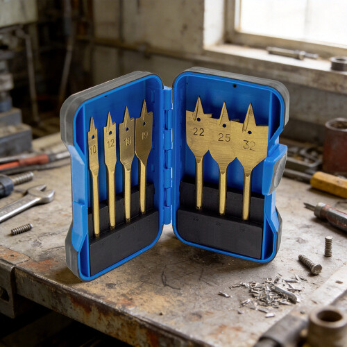 WOLF Wolf Trade 7-Piece Flat Wood Drill Bit Set, Cable Routing, Hex Shank Quick Change 2
