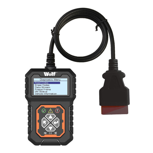 WOLF Wolf OBD2 Code Reader, Diagnostic Scanner, DIY Vehicle Fault Detection, OBDII/EOBD