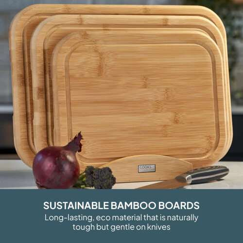 Cooks Professional Cooks Professional 3 Piece Bamboo Chopping Board Set with Stand 1