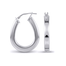 Jewelco London Sterling Silver formed Pear Hoop Earrings - Ladies - AER017