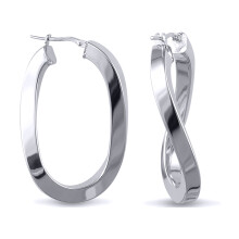 Jewelco London Sterling Silver formed Hoop Earrings - Ladies - AER028