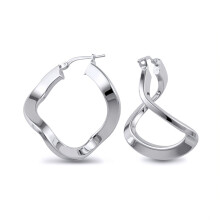 Jewelco London Sterling Silver formed Hoop Earrings - Ladies - AER019
