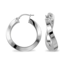 Jewelco London Sterling Silver formed Hoop Earrings - Ladies - AER018