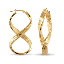 Jewelco London Rhodium Coated 14k Gold-plated Sterling Silver Greek Key fig. of eight Hoop Earrings - Ladies - AER030-GP
