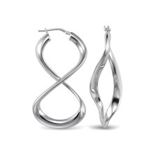 Jewelco London Sterling Silver Fig. of eight Hoop Earrings - Ladies - AER031