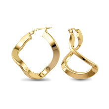 Jewelco London 14k Gold-plated Sterling Silver formed Hoop Earrings - Ladies - AER019-GP