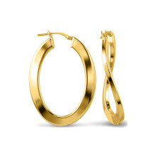 Jewelco London 14k Gold-plated Sterling Silver formed Hoop Earrings - Ladies - AER023-GP