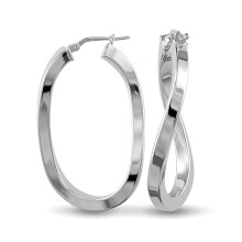 Jewelco London Sterling Silver formed Hoop Earrings - Ladies - AER026