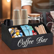 2X Organisateur de Comptoir de Station de Café Support de Panier en Bois Support de Dosettes de Café en Bois Panier de Rangement pour Bureaux