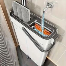 Premium Flat Mop and Bucket Set - Separates Clean & Dirty Water - Compact