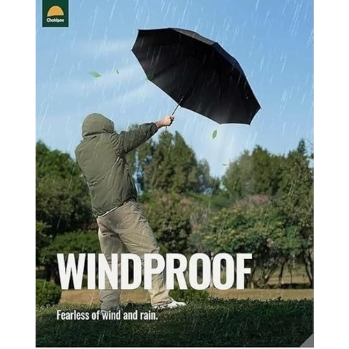 Umbrella Windproof Strong Travel Compact Automatic  Folding Umbrellas BLACK 1