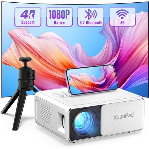 Smart Projector 4K Support, WiFi & Bluetooth, Native 1080P
