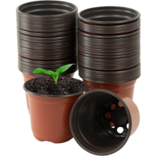 100 Pack 10cm Plastic Plant Pots, Reusable Seed Seedling Pots Plants